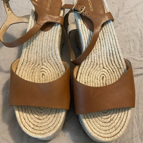 Antonio Melani Brown Espadrilles Sandals Platform Size 8 Heels Summer Neutral - Picture 2 of 6